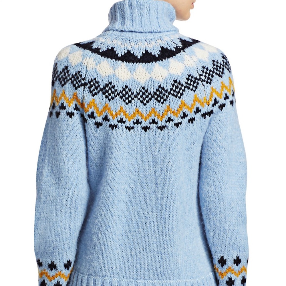 Blue turtle neck pattern sweater - Picture 5 of 7
